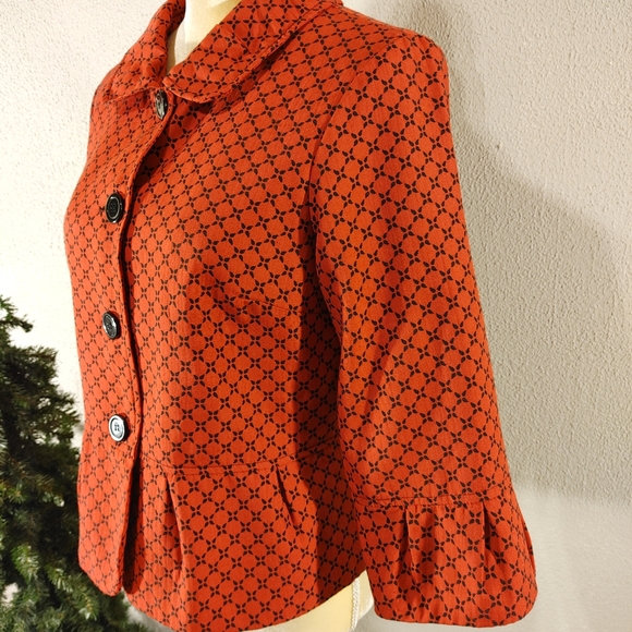 Kim Rogers red and black jacket 3/4 sleeves sz L - Picture 3 of 10